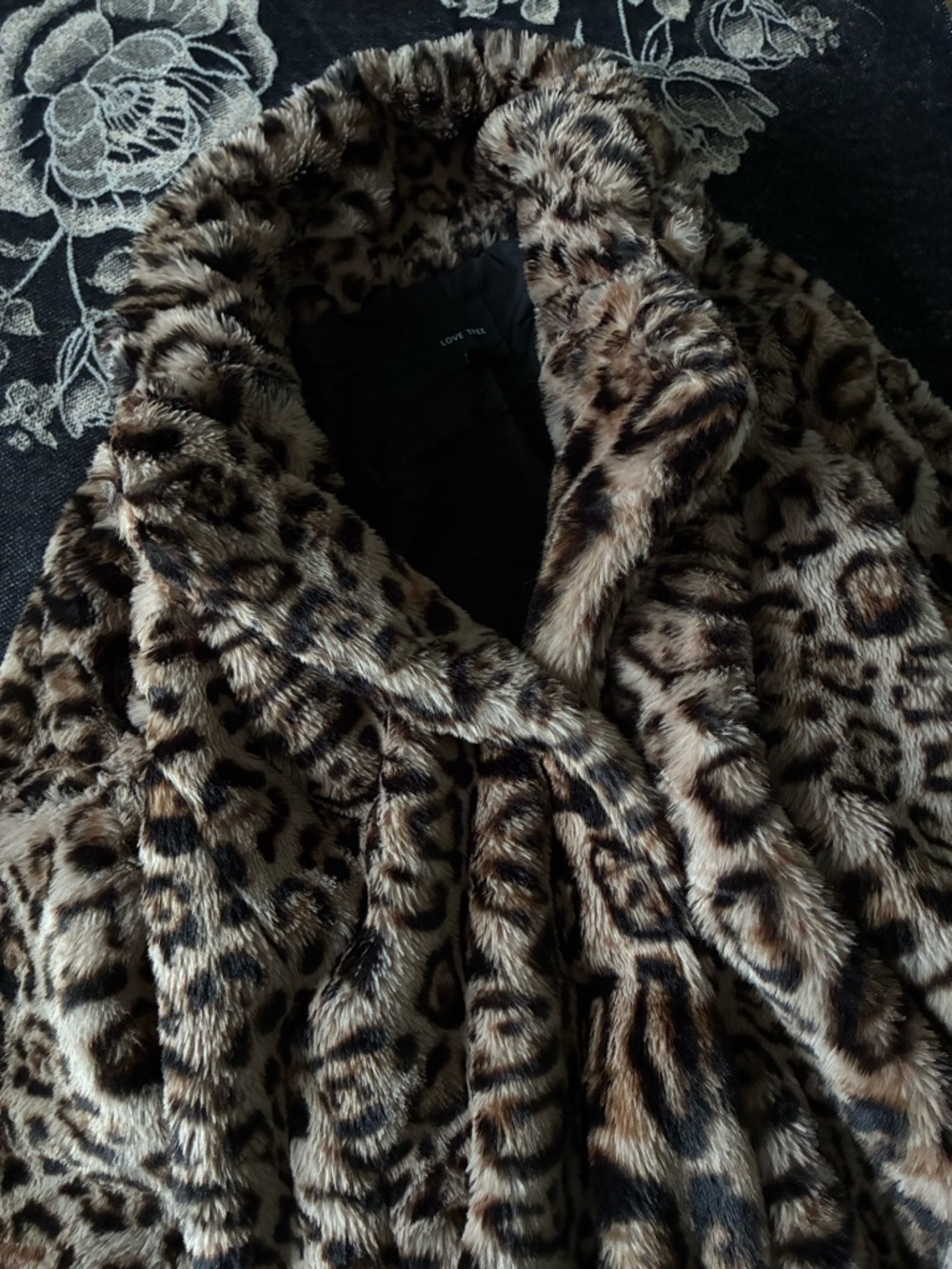 Love Tree Leopard Print Teddy Jacket - Brown
